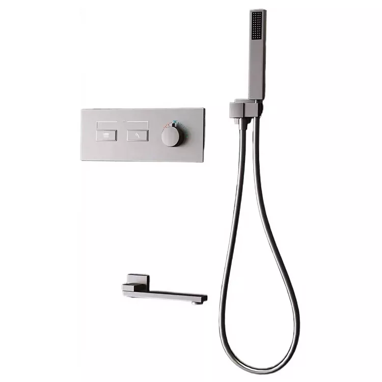 ראש מקלחת מינימליסטי Dark Gunmetal Dual-Outlet